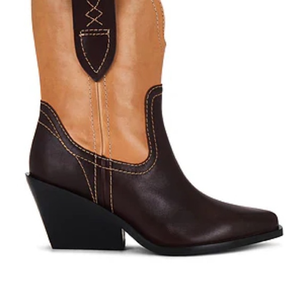 Pitchfork Point western boot in espresso & caramel BRAND NEW